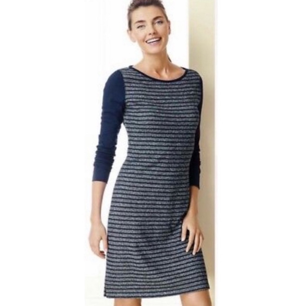 Talbots Navy Striped Sweatshirt Dress Size Small